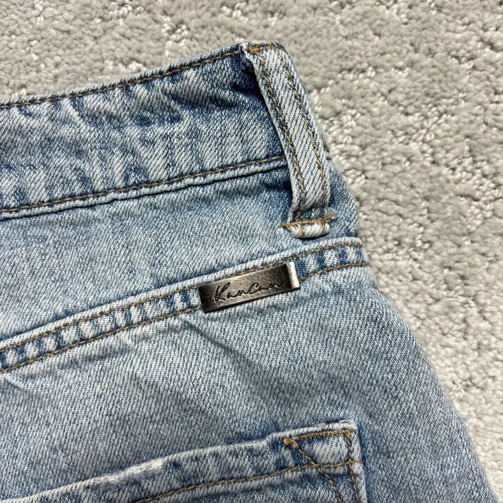 KanCan Jean Shorts Womens Medium Blue Light Wash‎ Denim High Rise Distressed Hem